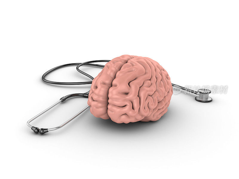 听诊器与人脑- 3D渲染